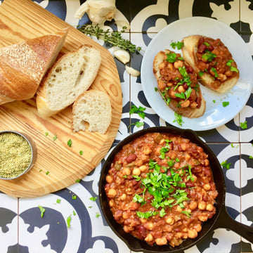 Rustic White Bean and Tofu Bacon Soup