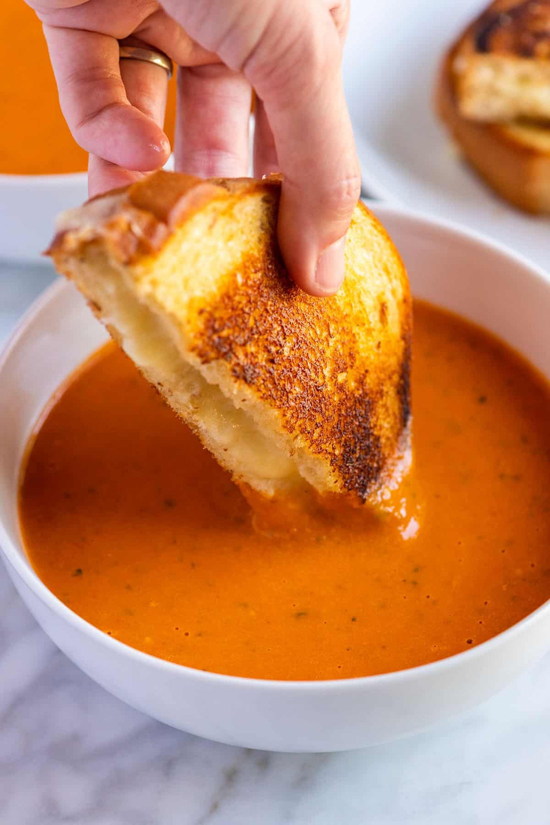 Grilled Cheese and Basil Tomato Soup