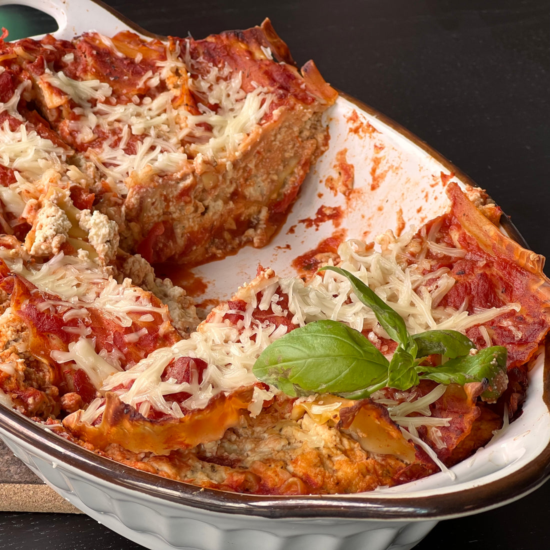 Easy Italian baked dish for the whole family to enjoy. Tender pasta layered with a robust tomato sauce, creamy béchamel sauce, and tofu ricotta makes a simple, filling, satisfying meal.