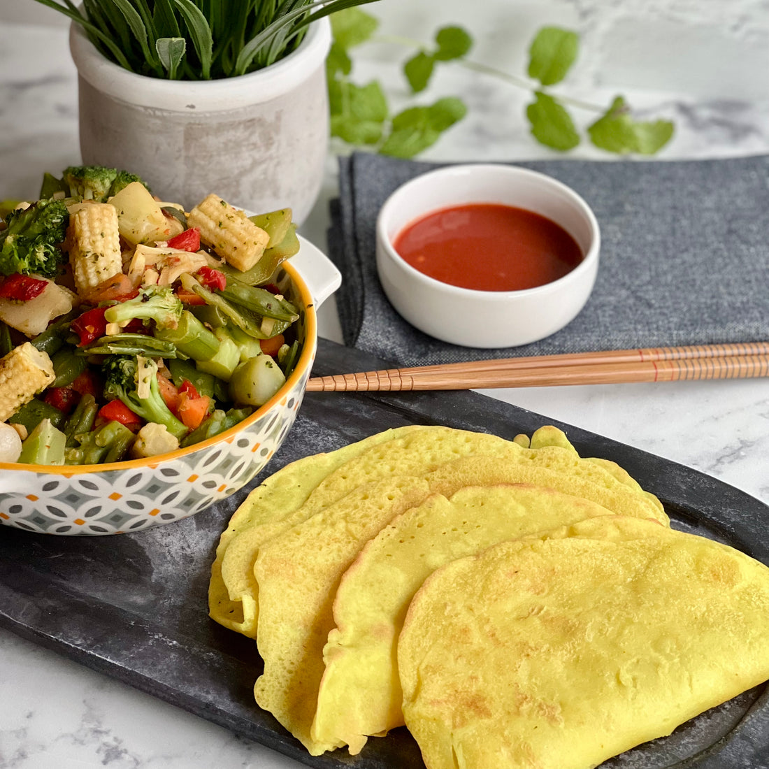 Sizzling Vegetable Crepes